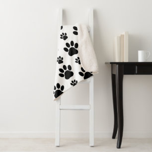 Couverture Sherpa Motif mâle, pattes de chien, Empreintes de pattes,