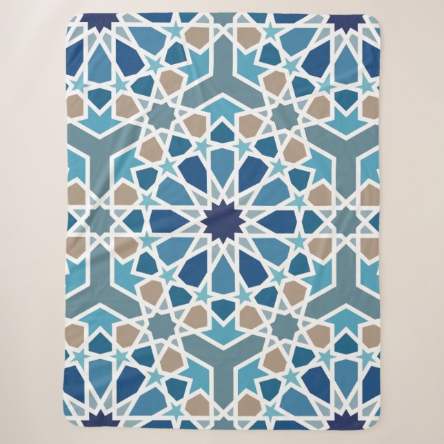 Couverture Sherpa Motif marocain en carreaux (Devant)