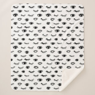 Couverture Sherpa Motif mignon de cil de griffonnage