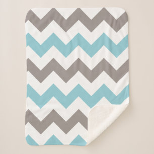 Couverture Sherpa Motif moderne Blue Grey Chevron