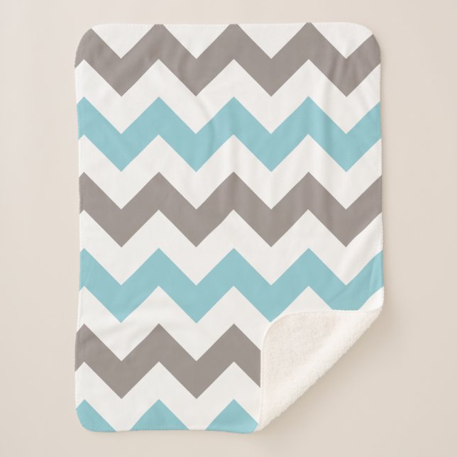 Couverture Sherpa Motif moderne Blue Grey Chevron (Devant)