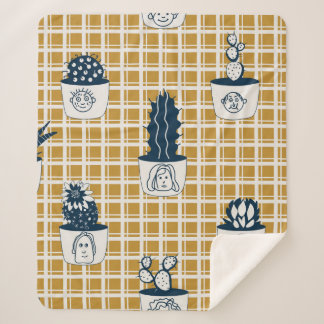 Couverture Sherpa Motif moderne sans couture avec cactus en pot, mig