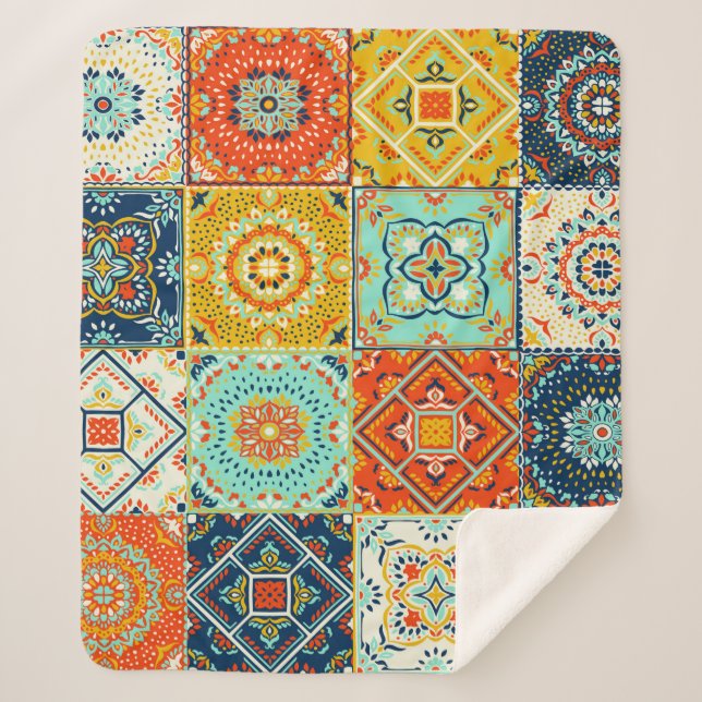 Couverture Sherpa Motif mosaïque marocaine (Devant)