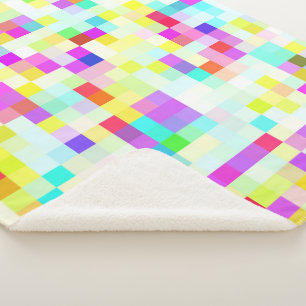 Couverture Sherpa Motif mosaïque multicolore vivement coloré