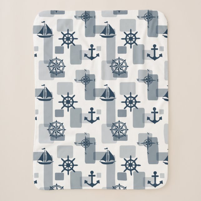 Couverture Sherpa Motif nautique (Devant)