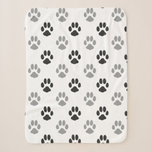 Couverture Sherpa Motif noir et blanc mignon d'empreintes de pattes