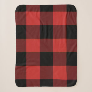 Couverture Sherpa Motif noir et rouge En vichy