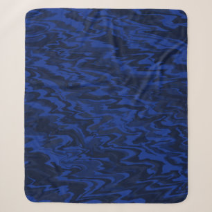 Couverture Sherpa Motif ondulé d'eau liquide bleu royal