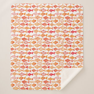 Couverture Sherpa Motif orange lumineux de poissons d'aquarelle
