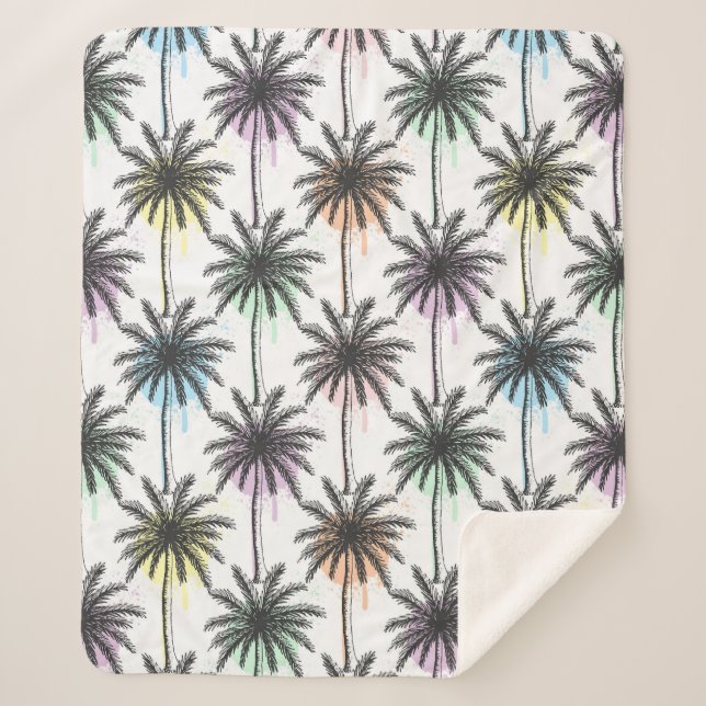 Couverture Sherpa Motif Paint Drop Palm Tree (Devant)