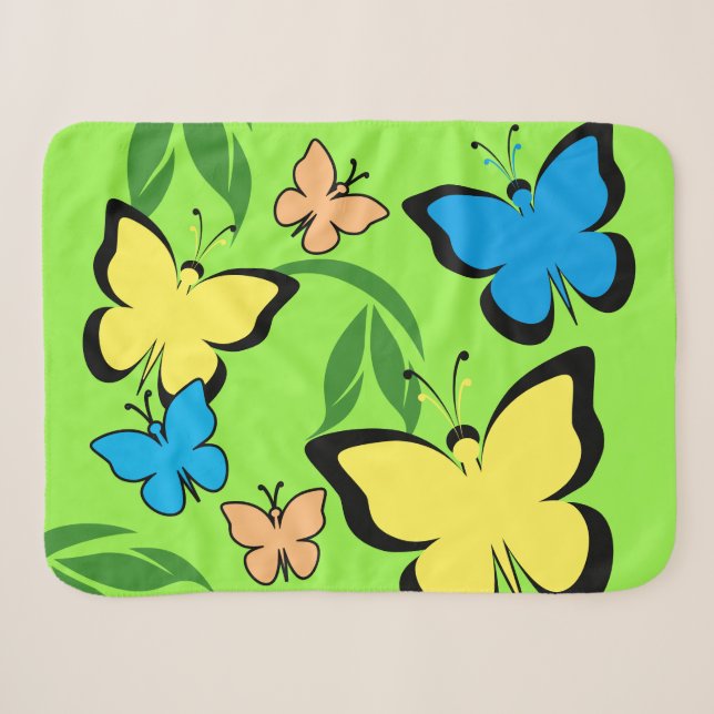 Couverture Sherpa Motif papillon de printemps (Devant (Horizontal))