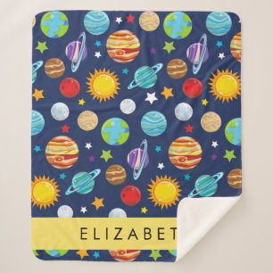 Couverture Sherpa Motif, Planètes, Étoiles, Cosmos, Votre Nom
