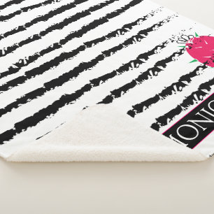 Couverture Sherpa Motif rayé Cactus rose