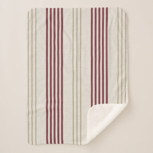 Couverture Sherpa Motif rayé classique rouge Bourgogne