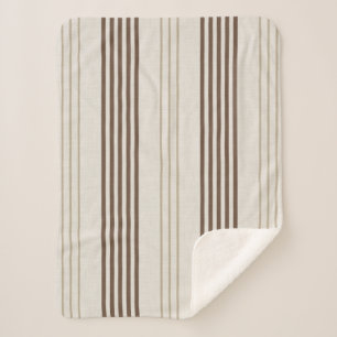 Couverture Sherpa Motif rayé marron beige classique
