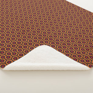 Couverture Sherpa Motif rétro moderne orange rouge Brown Hexagon