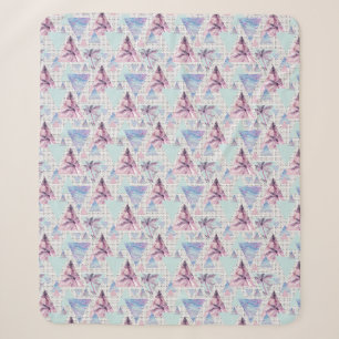 Couverture Sherpa Motif rose et bleu d'aquarelle de palmier