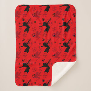Couverture Sherpa Motif rouge de la silhouette de Ladybug