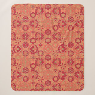 Couverture Sherpa Motif rouge et orange
