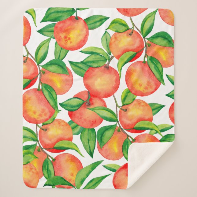 Couverture Sherpa Motif sans couture avec aquarelle fruit mandarin e (Devant)