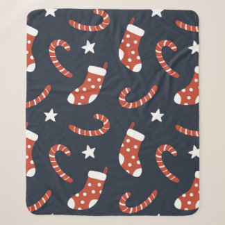 Couverture Sherpa Motif sans couture avec chaussettes de noël, sucre