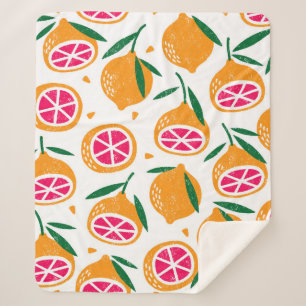 Couverture Sherpa Motif sans couture avec des fruits. Timbre texturé