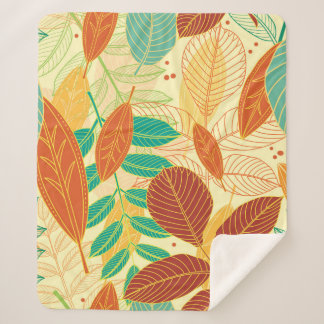 Couverture Sherpa Motif sans couture avec feuilles d'automne