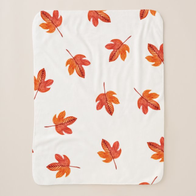 Couverture Sherpa Motif sans couture avec feuilles d'automne. Aquare (Devant)