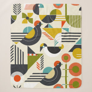 Couverture Sherpa Motif sans couture avec oiseaux stylisés en bauh r