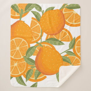Couverture Sherpa Motif sans couture d'agrumes oranges jaunes fruits
