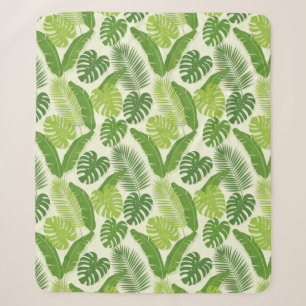 Couverture Sherpa Motif sans couture de feuilles tropicales & Monste