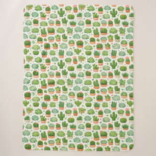 Couverture Sherpa Motif sans couture de plante succulente mignonne