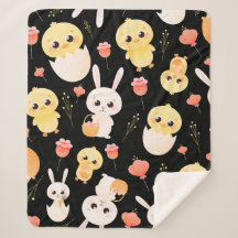 Motif sans couture de poussins et de lapins de Pâq