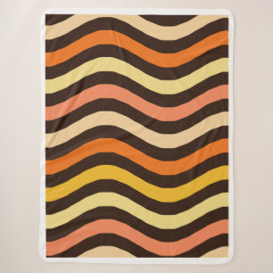 Couverture Sherpa Motif sans couture de vagues rétro funky