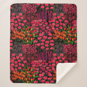 Couverture Sherpa Motif sans couture dessiné à la main avec fleurs s