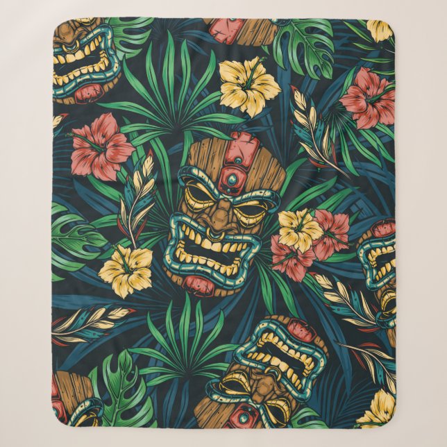 Couverture Sherpa Motif sans couture Hawaiian tropical avec t (Devant)