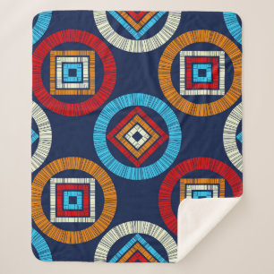 Couverture Sherpa motif sans couture pois. Mosaïque de figu ethnique