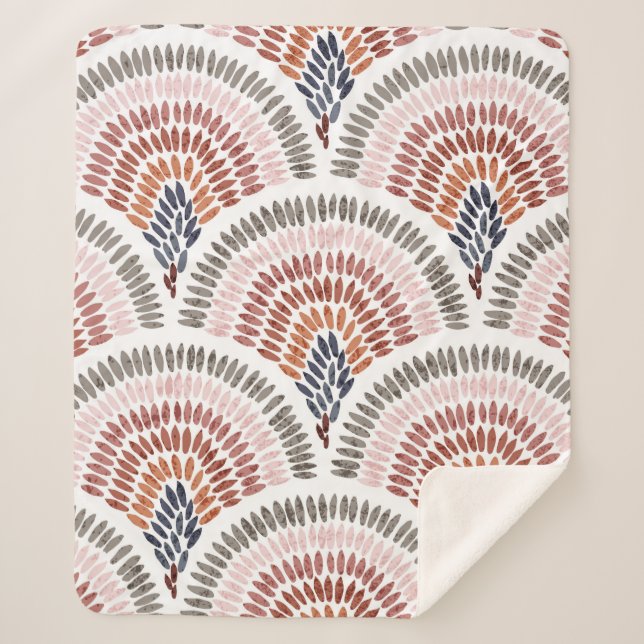 Couverture Sherpa Motif sans fil ondulé. Design Seigaiha en polka do (Devant)