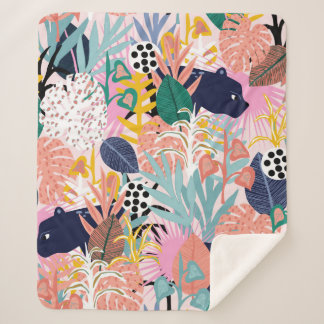 Couverture Sherpa Motif sans joint avec panthères, coloré le