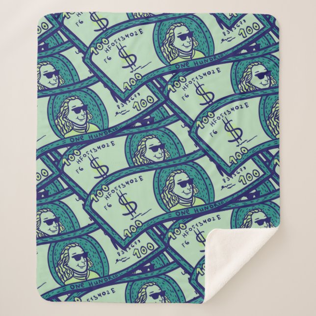 Couverture Sherpa motif sans soudure avec billets en dollars (Devant)
