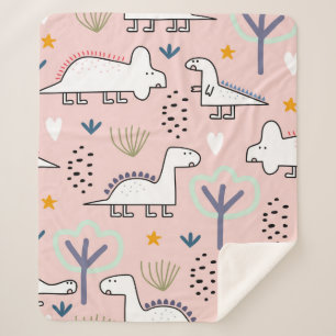 Couverture Sherpa Motif sans soudure Dinosaur, illustration vintage