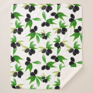 Couverture Sherpa Motif sans soudure Gouache avec branche d'olivier,