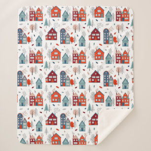 Couverture Sherpa Motif scandinave d'art populaire de Chambre
