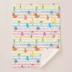 Couverture Sherpa Motif Sesame Pals couleur arc-en-ciel