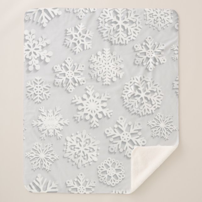 Couverture Sherpa Motif Snowflake (Devant)