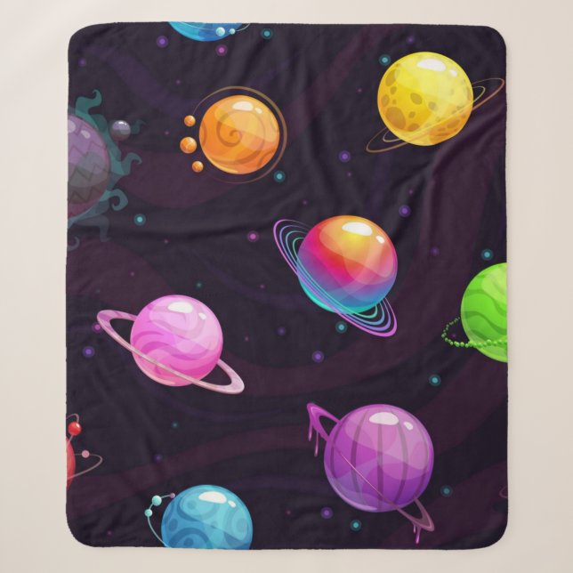 Couverture Sherpa Motif spatial (Devant)