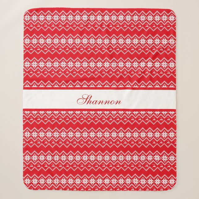 Couverture Sherpa Motif Sweat Rouge Et Blanc Personnalisé (Devant)