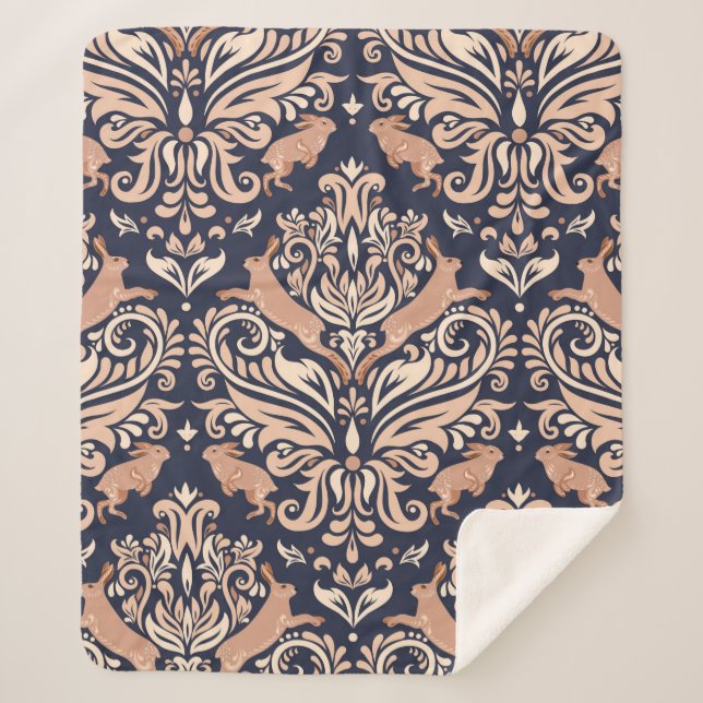 Couverture Sherpa Motif symétrique sans couture dans le style Damask (Devant)