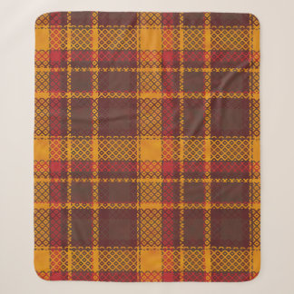 Couverture Sherpa Motif Tartan Jaune Moutarde et Rouille Cosy