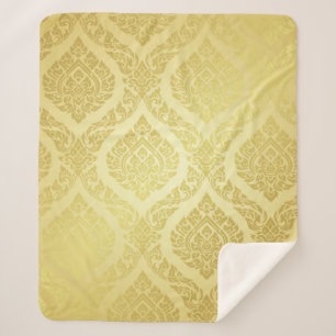 Couverture Sherpa Motif thaïlandais suprême or arrière-terrain thaï,